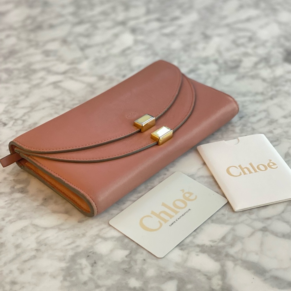 Authentic Chloe long double flap wallet with COA